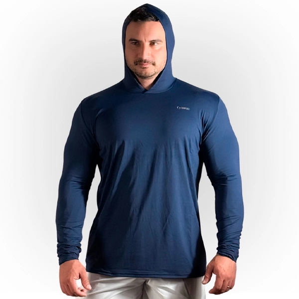 Camiseta Manga Longa + Capuz Azul 60
